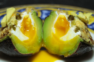 A cross section of my Avocado Bombs. 