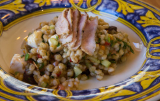 This is one of the dishes Amanda produced out of thin air, grilled pork with a barley cucumber and feta salad. Mmmmm!!!!